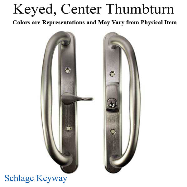 Olympus Handle Center Thumb Keyed Sliding Glass Door - Schlage Keyway Choose Color Hardware