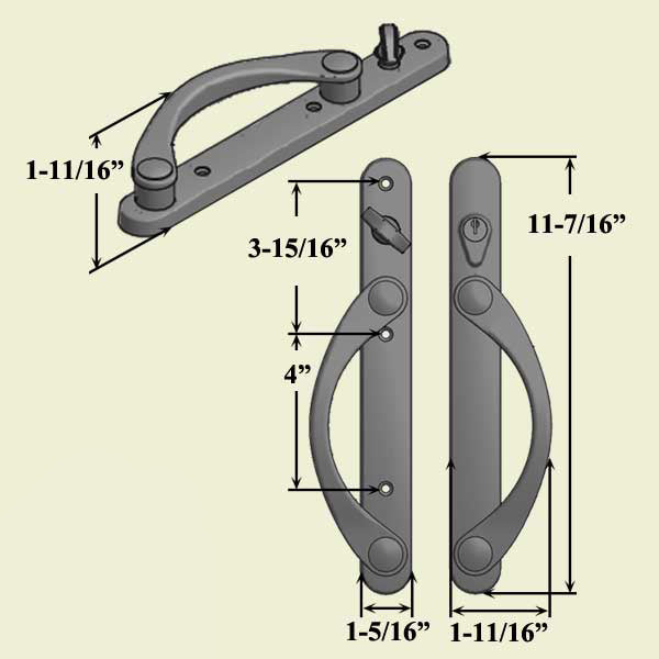 Titan Keyed Handle Set For Active Sliding Door - Black Hardware