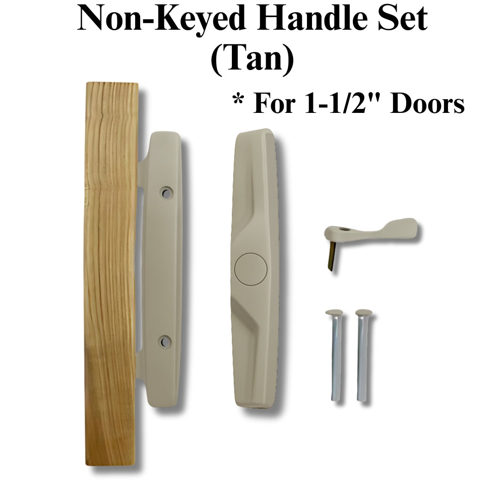 Amesbury Sliding Door Handle Set, Non-Keyed - Tan