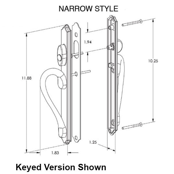 Inspirations Narrow Active Keyed Sliding Door Handle - Choose Color Hardware