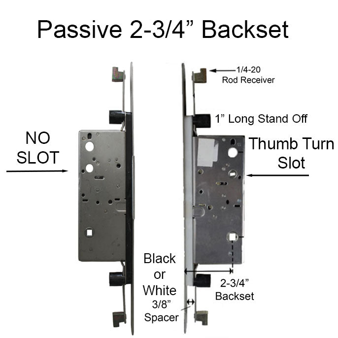 Right Hand Passive Lock for Concealed Rod, 70 mm Backset, Radius Faceplate