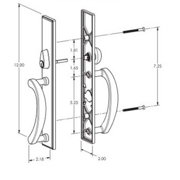 Expressions Wide Square Active Keyed Sliding Door Handle Hardware