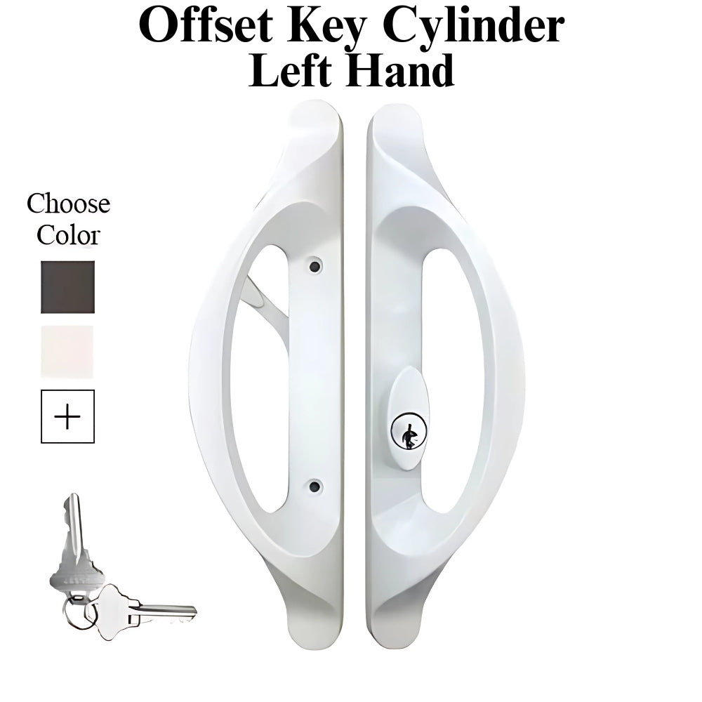 Truth Active Sliding Door Handle with Offset Key Cylinder, White, Left Hand