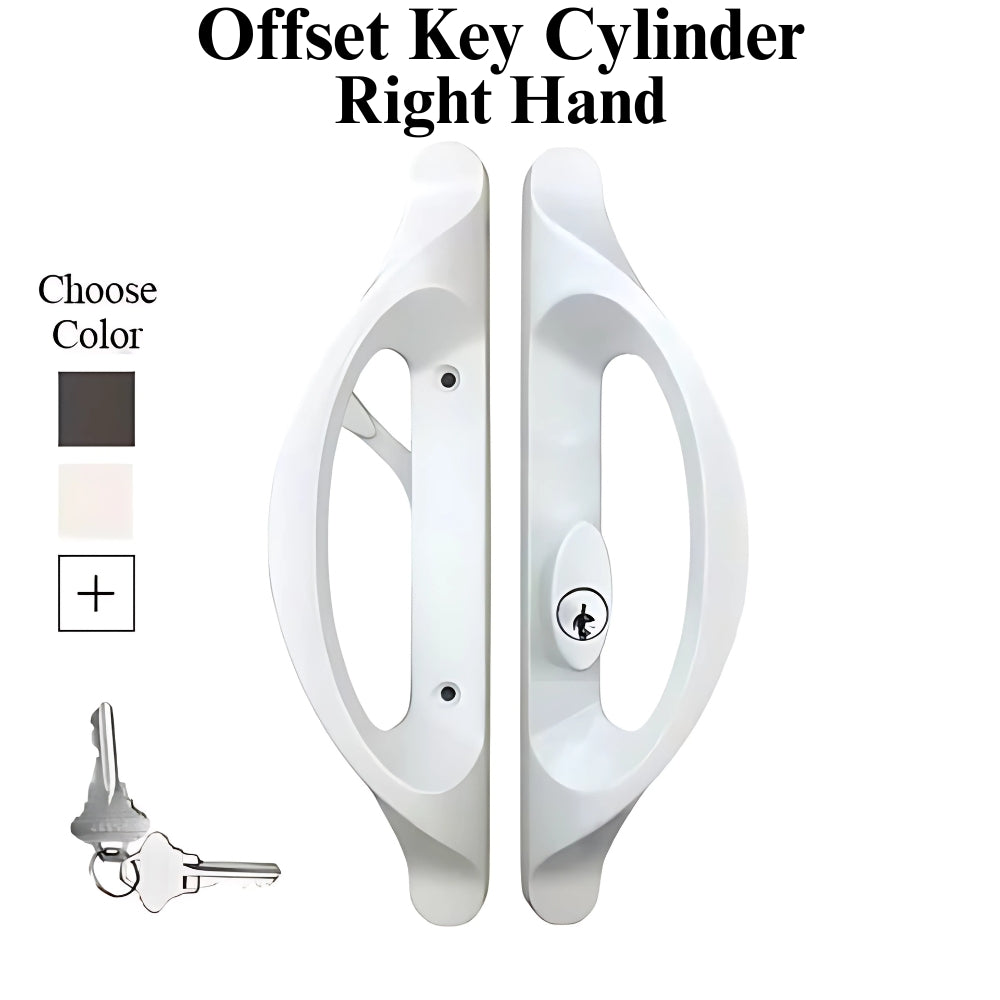 Truth Active Sliding Door Handle with Offset Key Cylinder, White, Right Hand