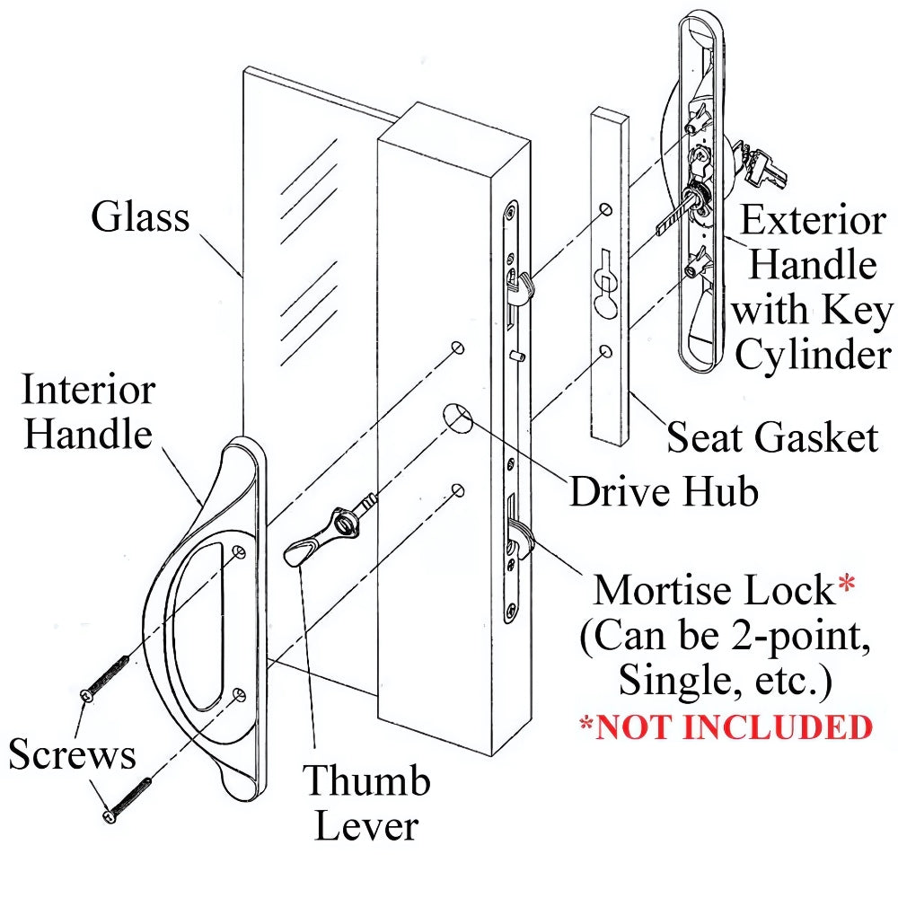 Truth Active Sliding Door Handle with Offset Key Cylinder, Faux Bronze, Left Hand