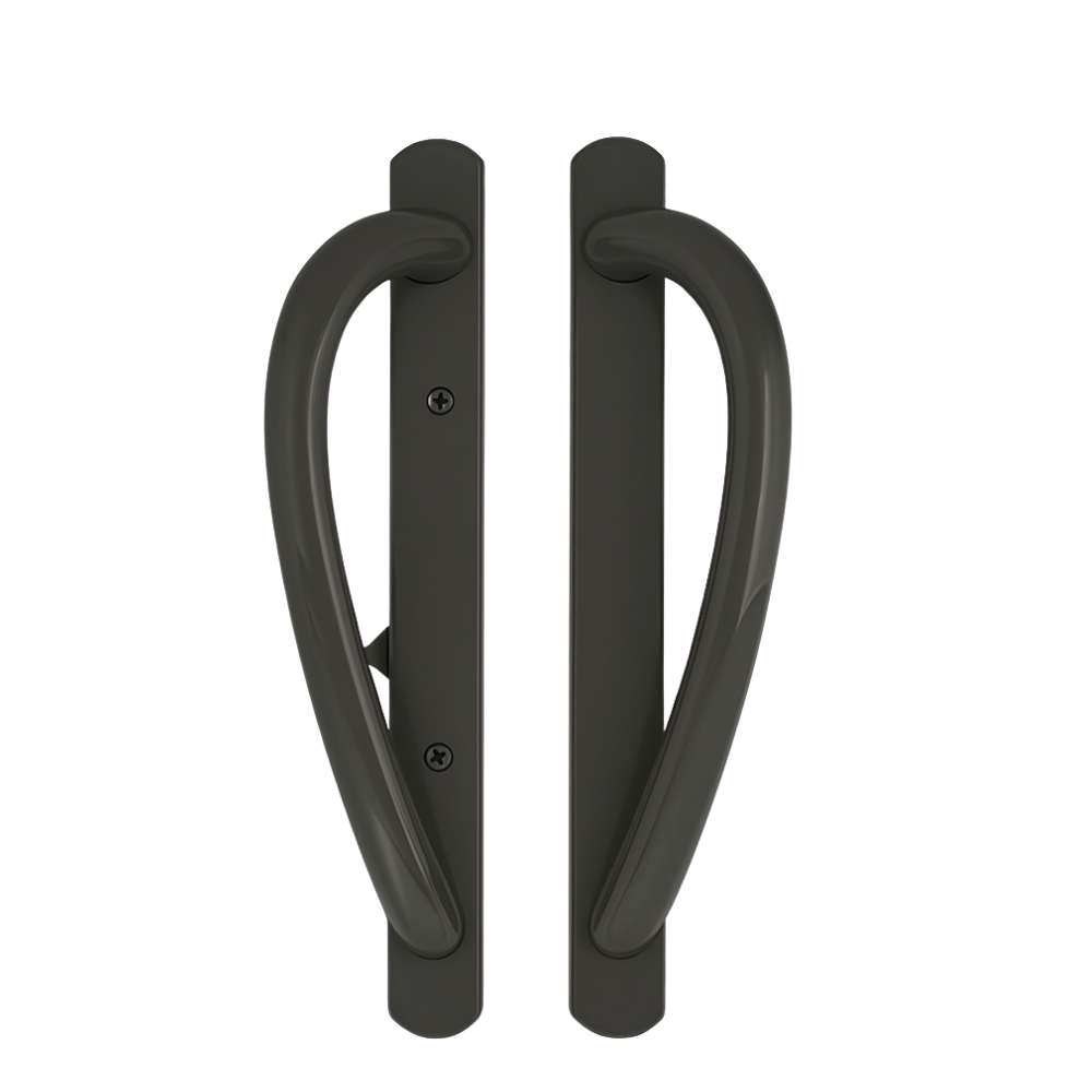 Truth Round Top Sliding Door Handleset, Semi Active, Non Keyed with Thumb Latch - Faux Bronze