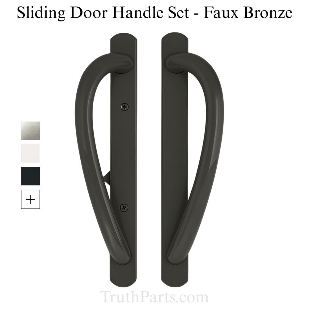 Truth Round Top Sliding Door Handleset, Semi Active, Non Keyed with Thumb Latch - Faux Bronze
