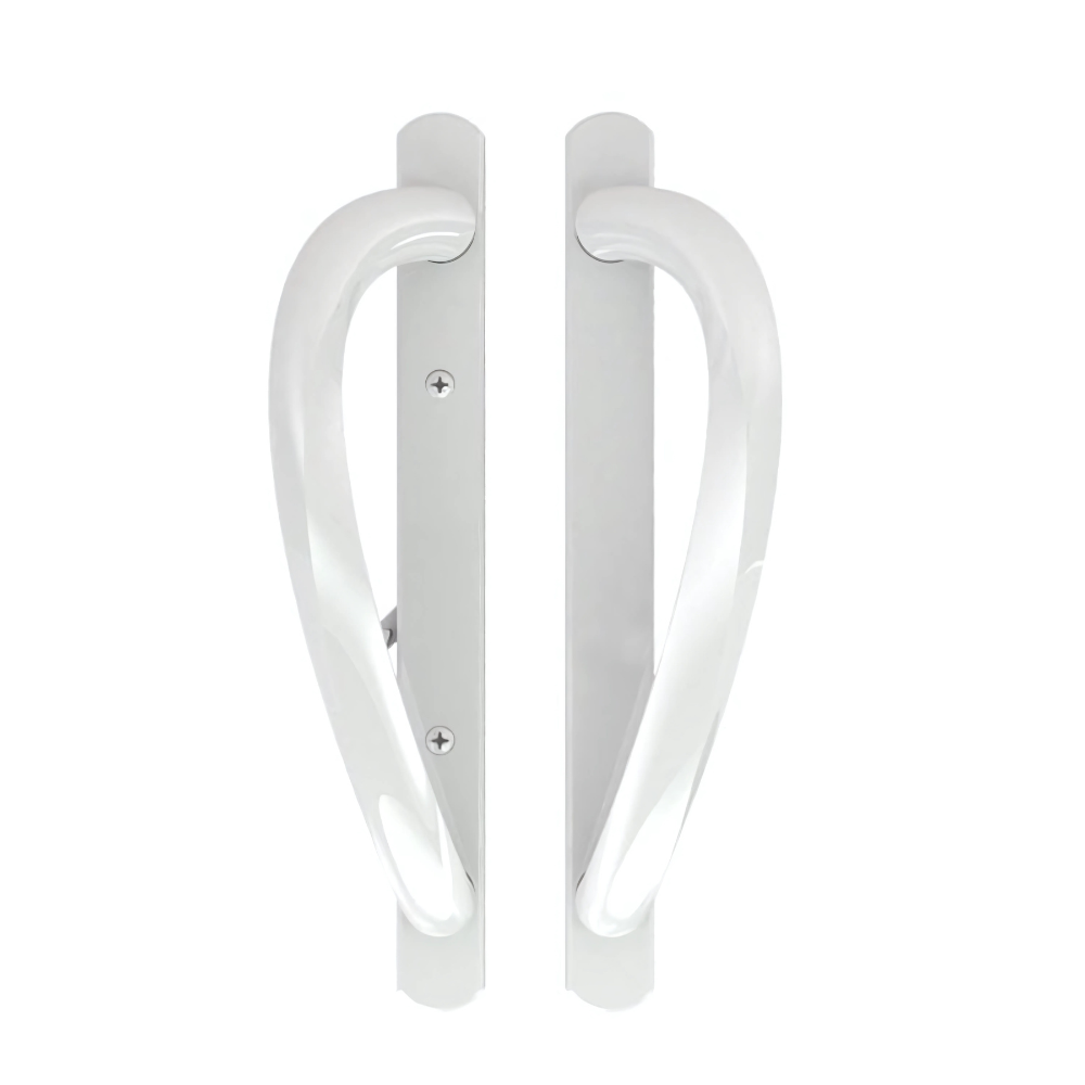 Truth Round Top Sliding Door Handleset, Semi Active, Non Keyed with Thumb Latch - White