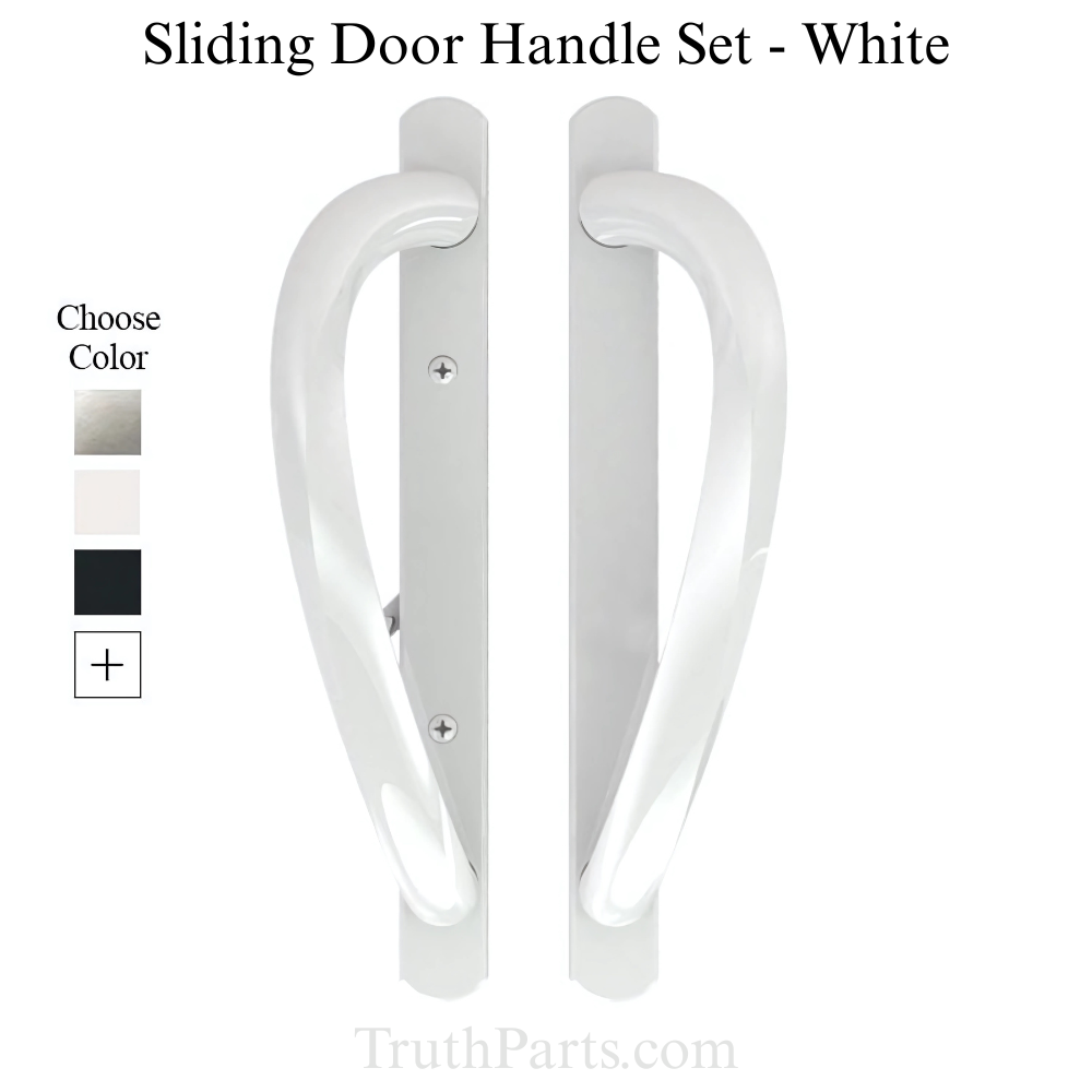 Truth Round Top Sliding Door Handleset, Semi Active, Non Keyed with Thumb Latch - White