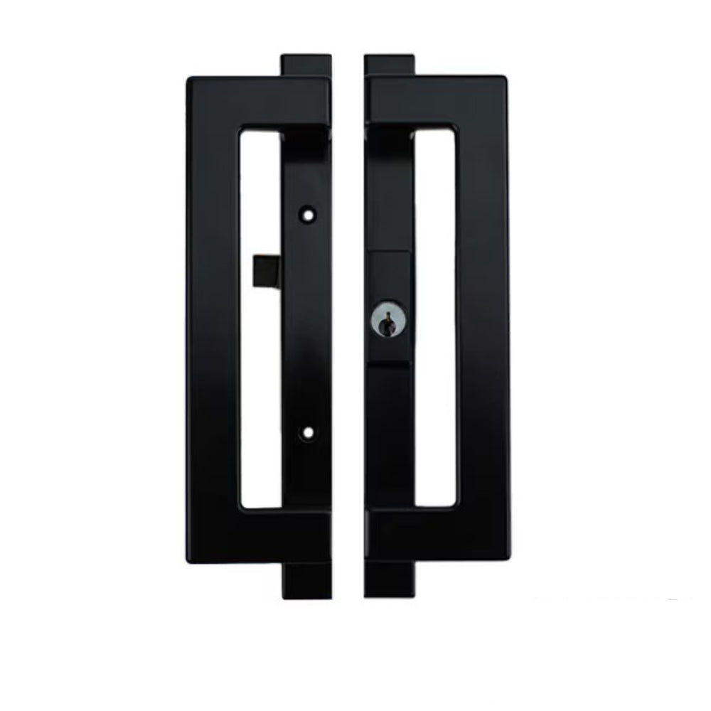 Truth Modern Contemporary 10" Sliding patio door handle, Active Centered Keyed Cylinder - Black