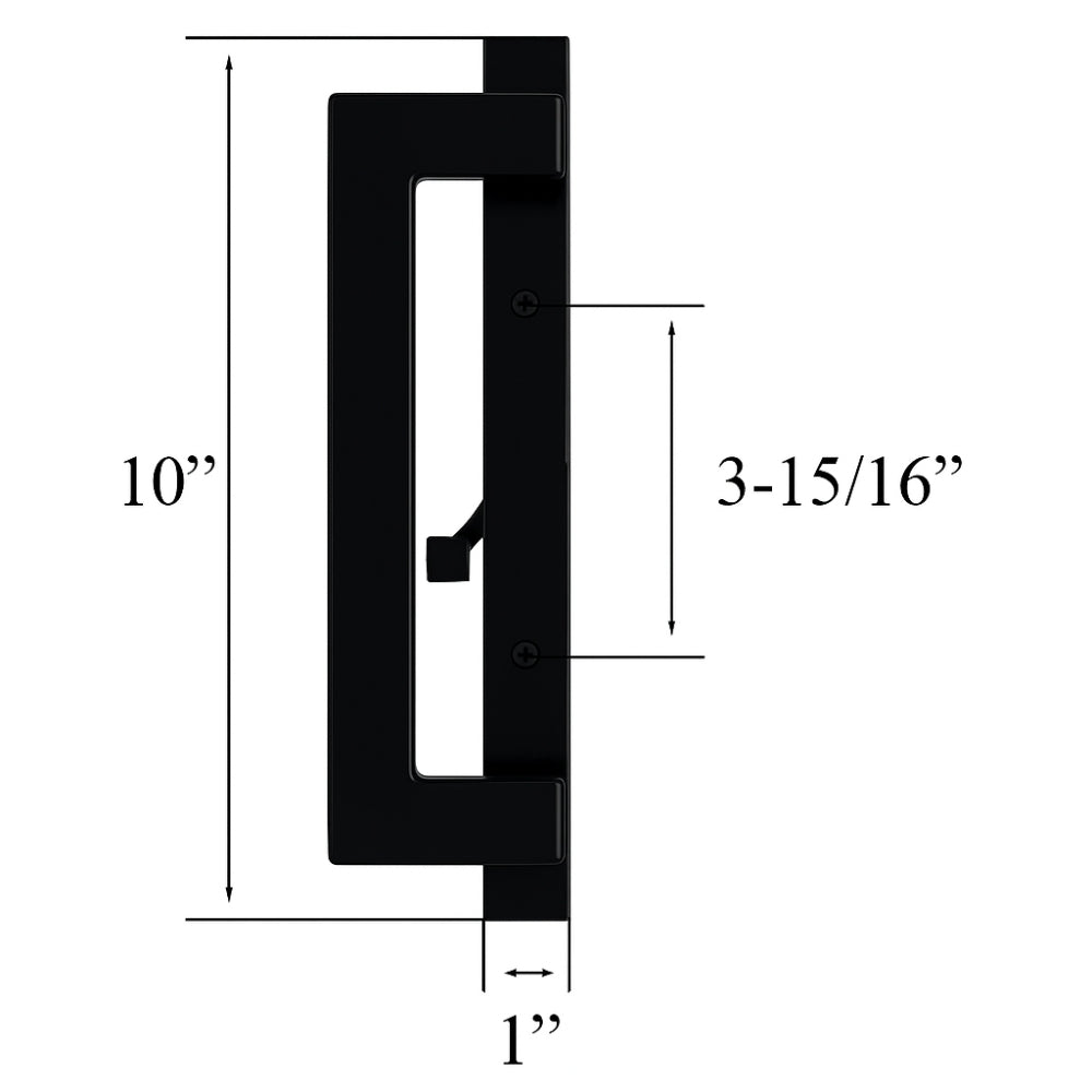 Truth Modern Contemporary 10" Sliding patio door handle, Active Centered Keyed Cylinder - Black