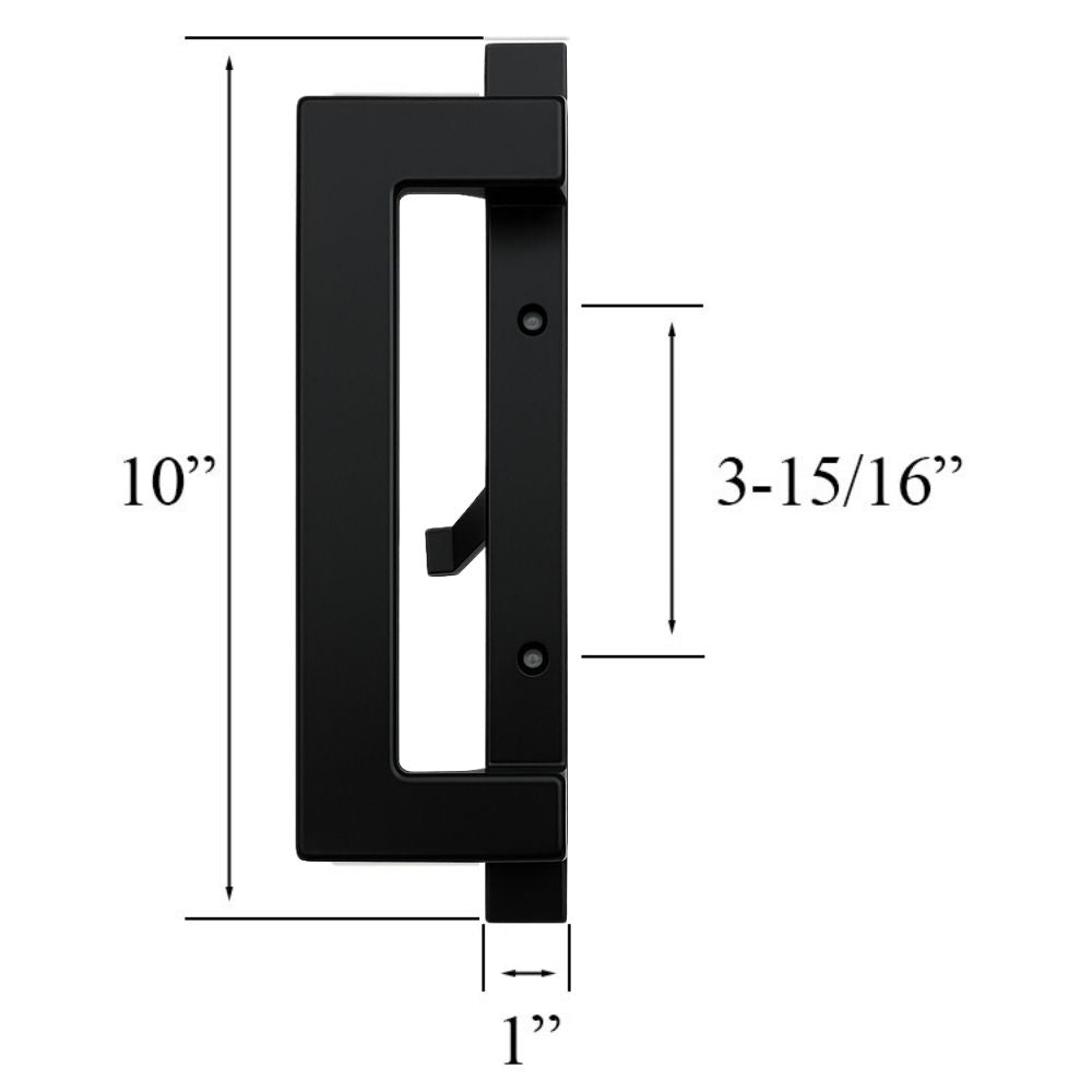 Truth Modern Contemporary 10" Sliding patio door handle, Active Off Center Keyed Cylinder - Black