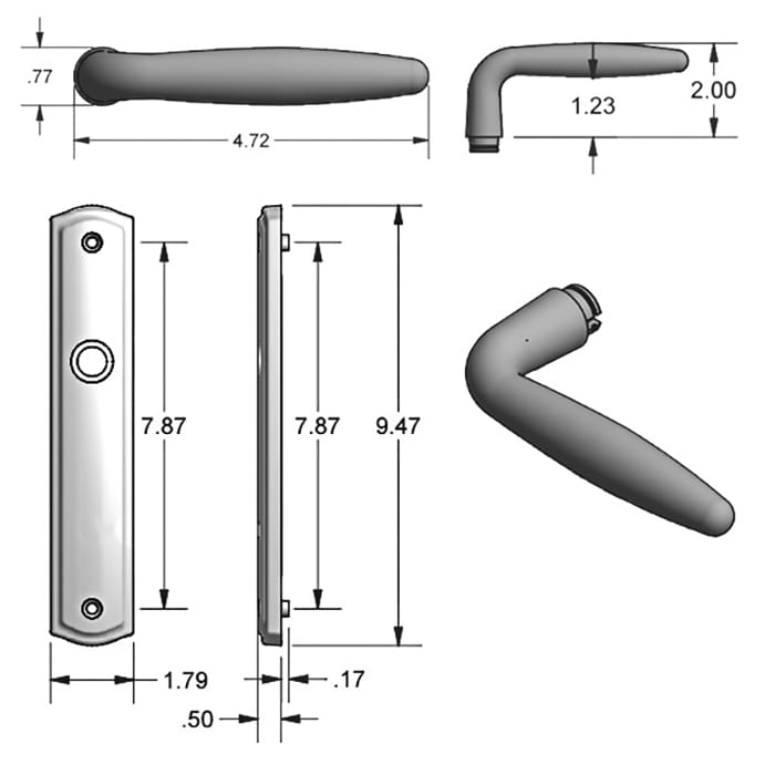 Amesbury 800C Dummy Handle Set Multipoint Lock Trim Zinc Choose Finish