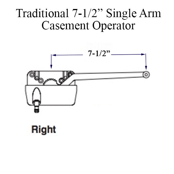 Truth 15.56 Traditional 7-1/2 Single Arm Casement Operator Nylon Roller Right Hardware