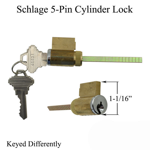 Cylinder Lock - Sliding Patio Door 5-Pin Tumbler Keyed Differently Hardware