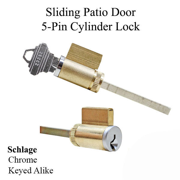 Cylinder Lock - Sliding Patio Door 5-Pin Tumbler Keyed Alike Hardware