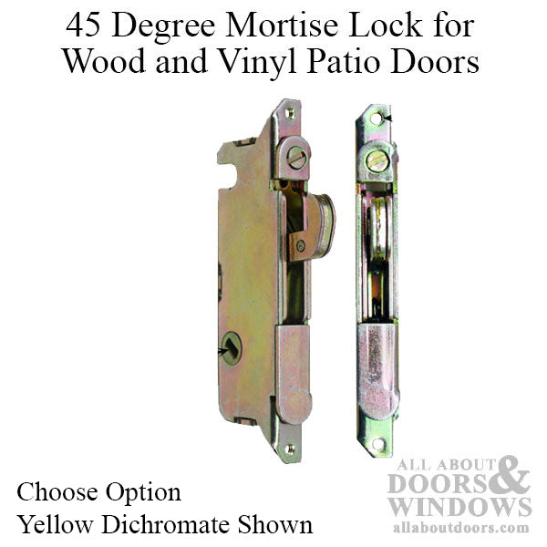 Mortise Lock, 45 degree Slot Wood & Vinyl Patio Doors, W & F Style -Stainless Steel