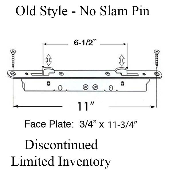 2-Hook Sliding Door Lock 11-3/4 Face No Slam Pin - Beige Hardware