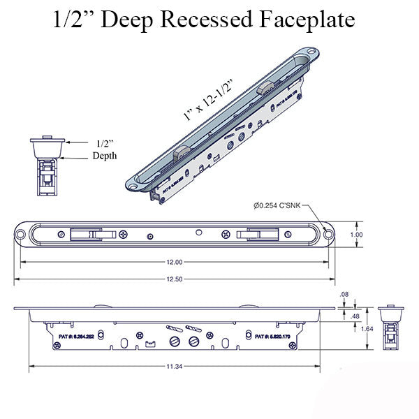 2 Point Double Hook Sliding Door Lock With Face Plate Hardware
