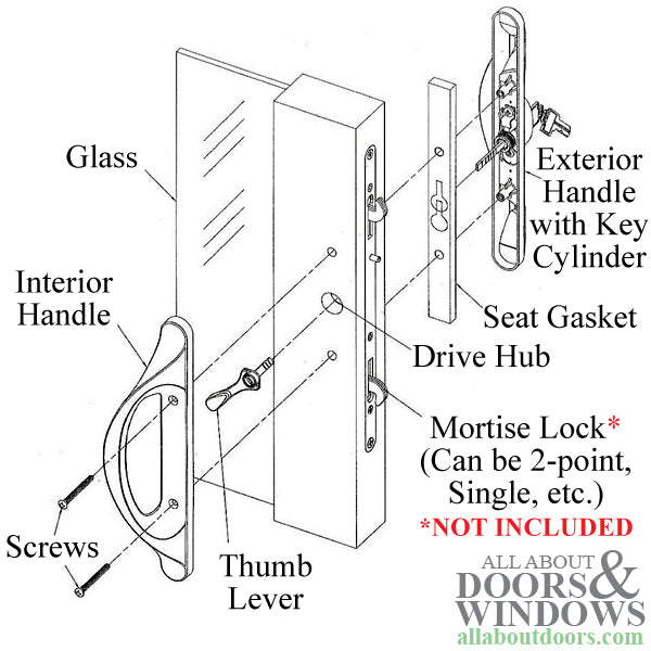 Truth Allure Keyed Patio Door Handle Offset Key Cylinder Active Sliding Door