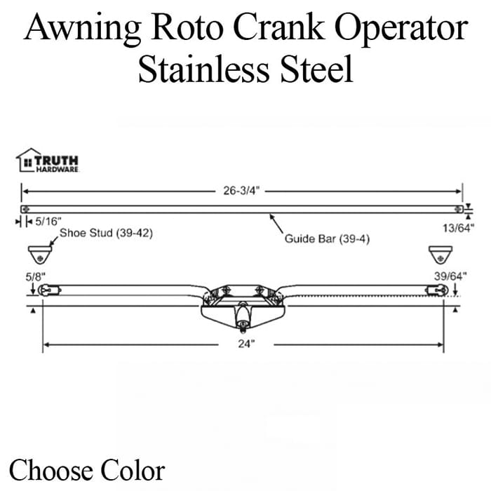 Truth 11.16 Dual Arm Awning Operator 24-3/4" SS - 555031-SS