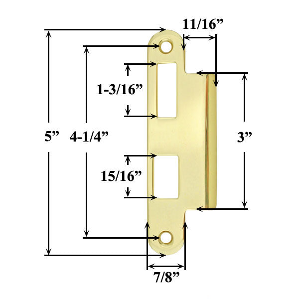 Right Hand Ashland Strike Plate – Polished Brass, 7/8" Base