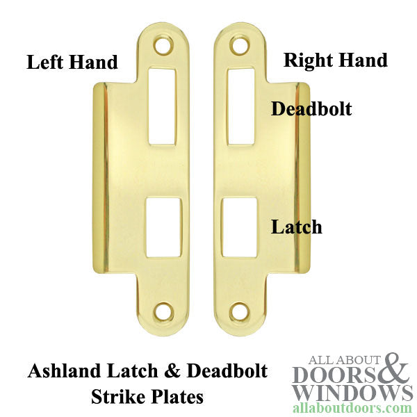Right Hand Ashland Strike Plate – Polished Brass, 7/8" Base