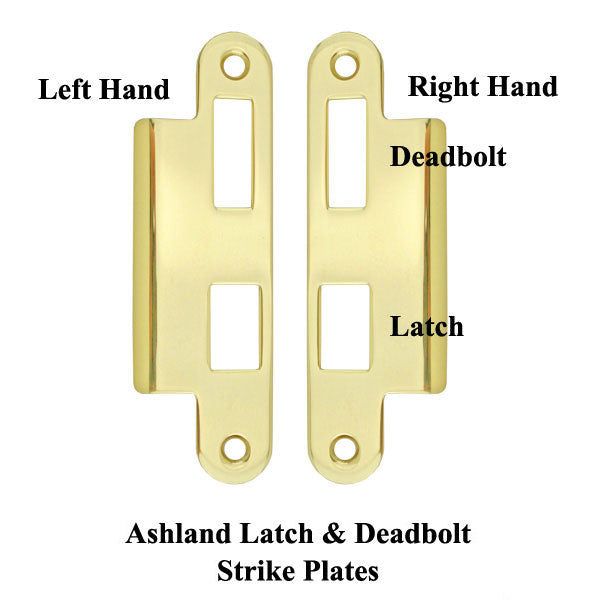 Right Hand Ashland Strike Plate – Polished Brass, 7/8" Base