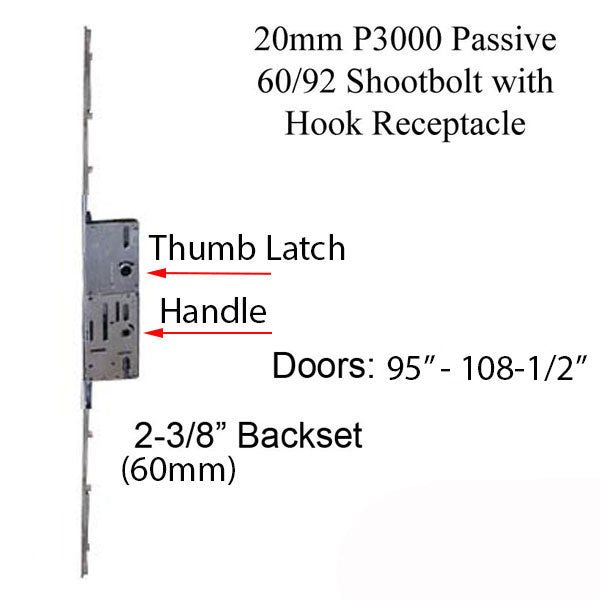 20Mm P3000 Passive 60/92 Shootbolt With Hook Receptacle Doo Hardware