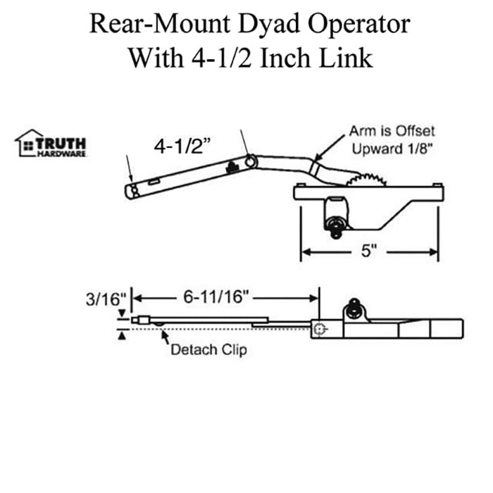 Truth 30866 Dyad Rear Mount Operator LH Bronze - Blem