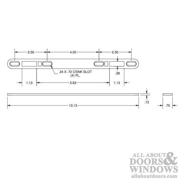 Stainless Steel Dual Point Flat Strike Keeper 3/4" x 10-1/8"