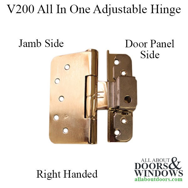 V200® Right Hand All In One Adjustable Hinge, New Style - Choose Finish