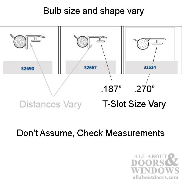 T-Slot Foam Filled Offset Bulb .187 x .300 Slide-in Backing Weatherstrip