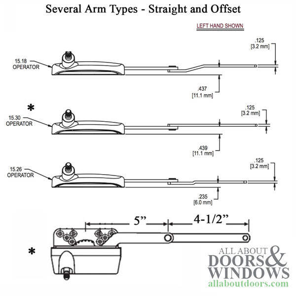 Truth 15.30 Traditional Split Arm Operator Casement Operator, Split Arm, Right Hand