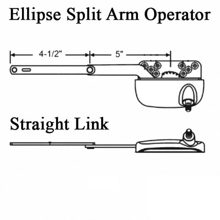 Truth Ellipse Split Arm Operator 15.30 RH Straight 4-1/2" Link Casement
