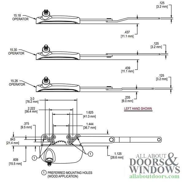 Truth Ellipse Split Arm Operator 15.30 RH Straight 4-1/2" Link Casement