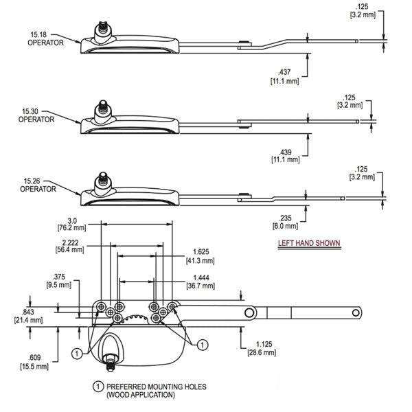 Truth® 15.30 Ellipse Split Arm Operator, Straight 4-1/2Inch Link, Left Hand