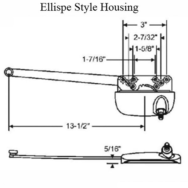 Truth® 15.32 Ellipse 13-1/2Inch Straight Arm Casement Operator, Left Hand EG