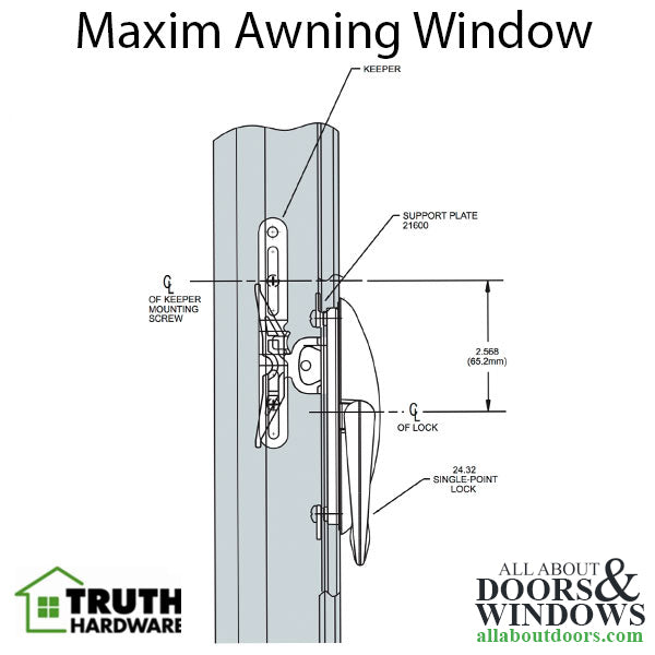 Truth® 24.32 Sash lock, Non-Handed Awning Window, Maxim