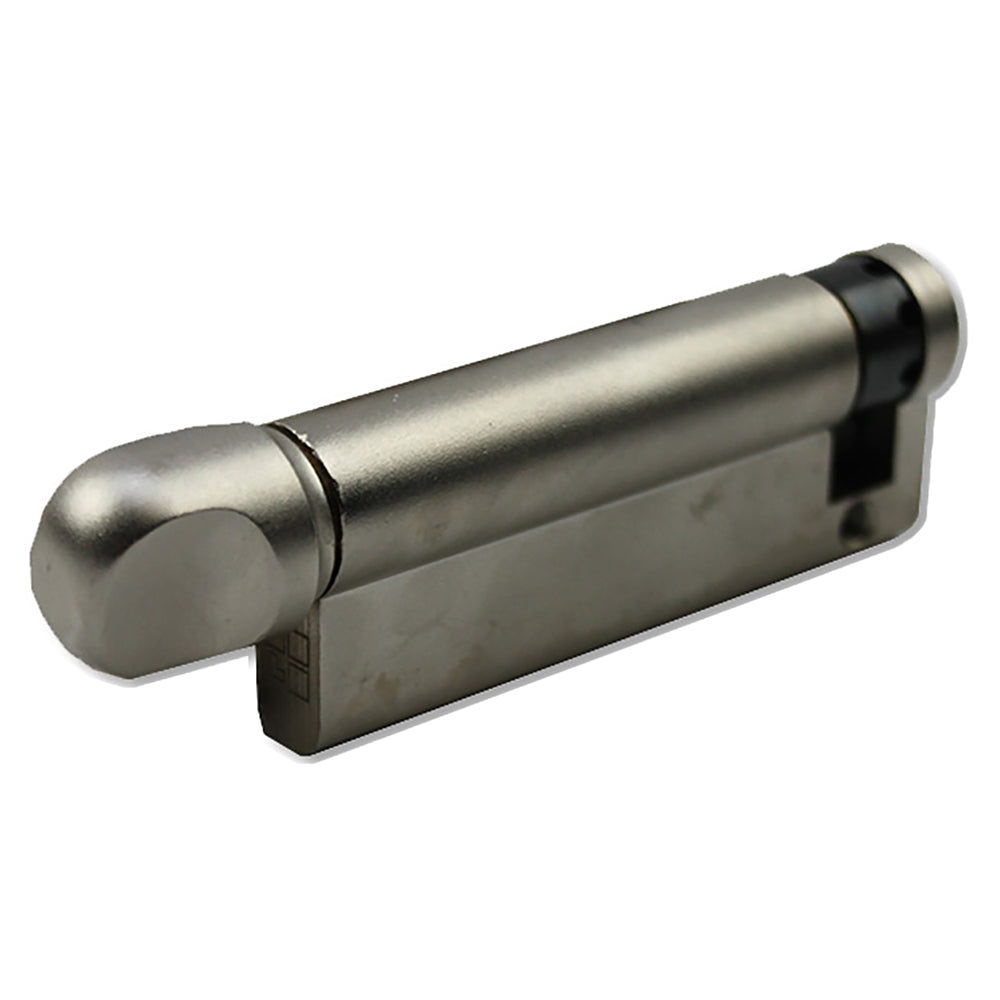 Giesse 71/10 Half Thumbturn Cylinder, Brushed Aluminum, Non-Keyed