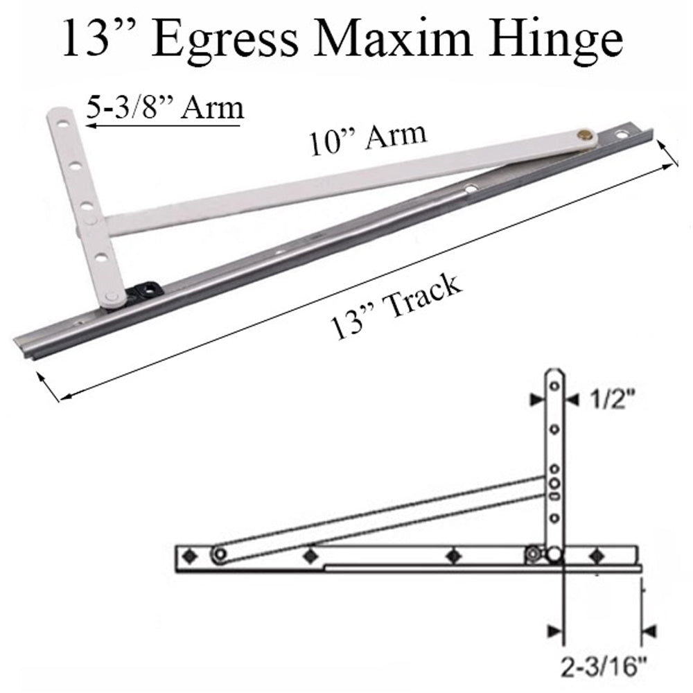 Truth 14.12.00 Egress Casement Hinge Kit, 13" Stainless Track, Pair