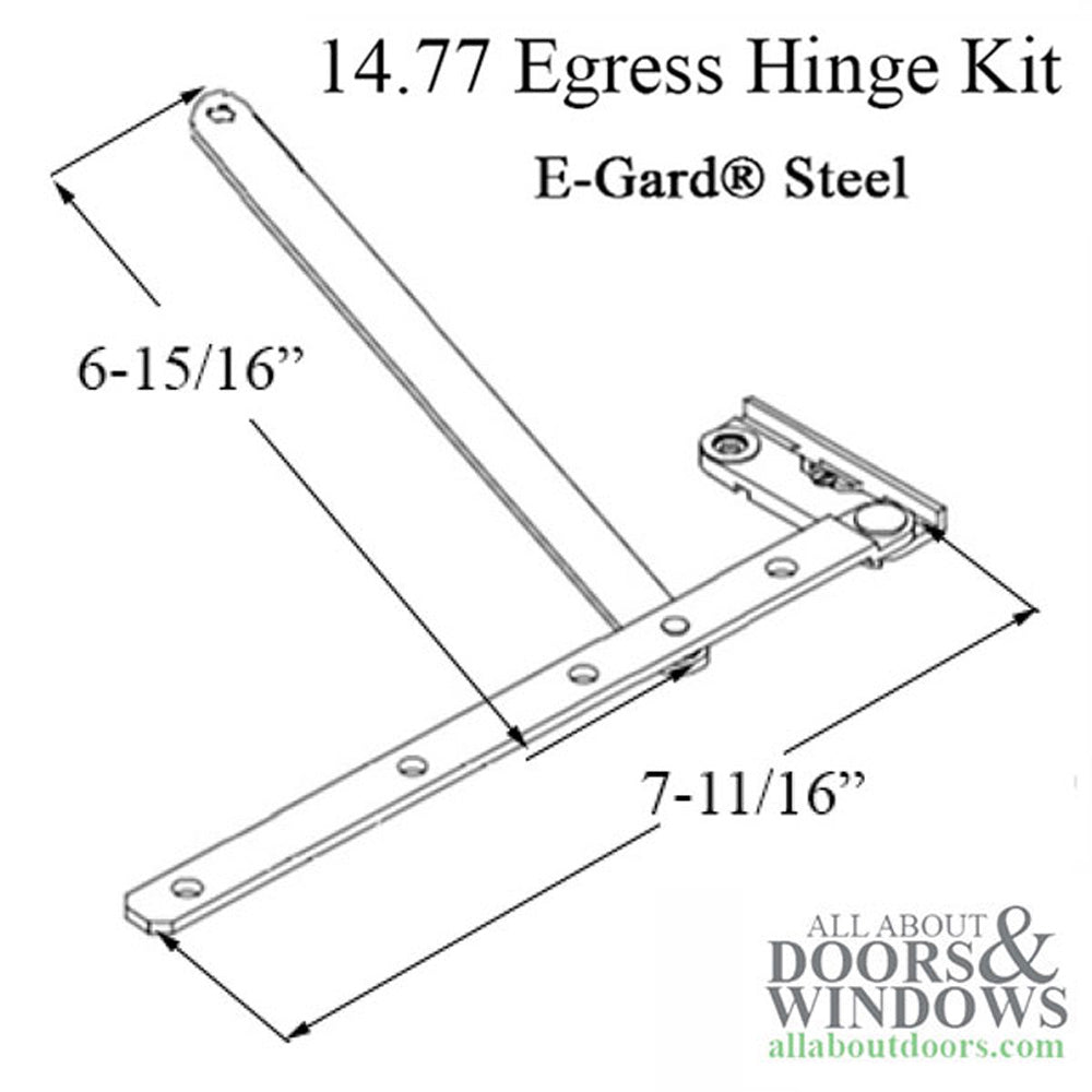 Truth® 14.77 Egress Casement Window Hinge & Arm Kit – 2-9/32" Opening, E-Gard® Steel