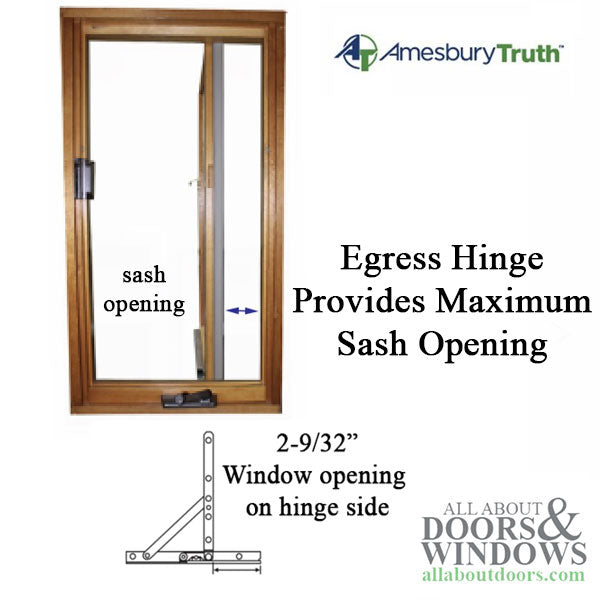 Truth® 14.77 Egress Casement Window Hinge & Arm Kit – 2-9/32" Opening, E-Gard® Steel