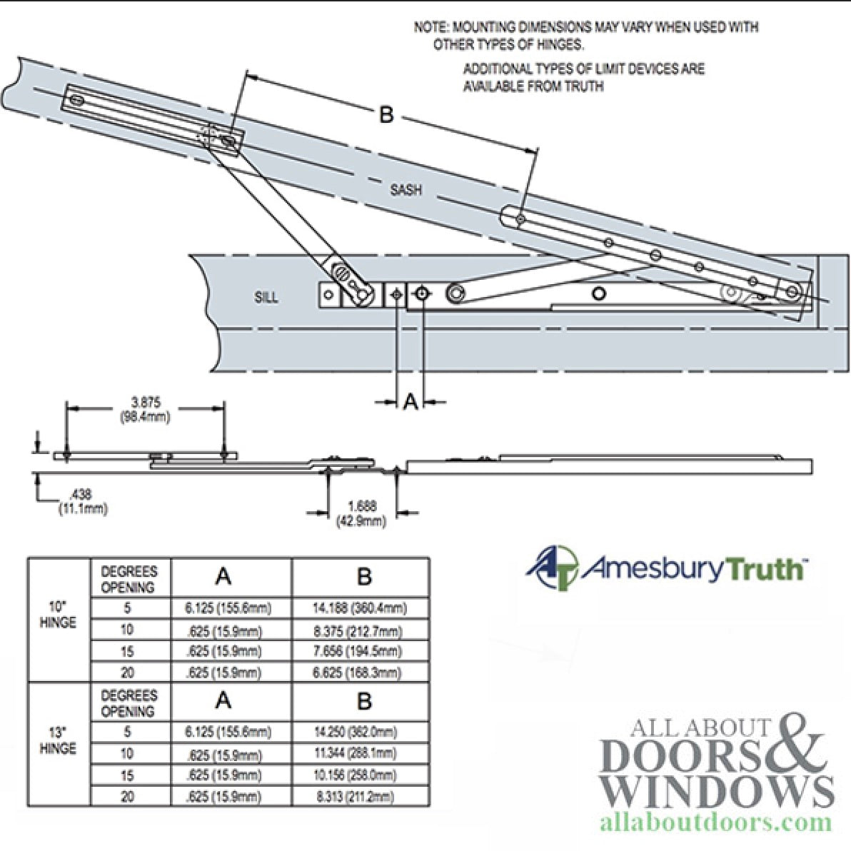 Amesbury Truth 99.24.00.100 Stainless Steel Window Limit Device