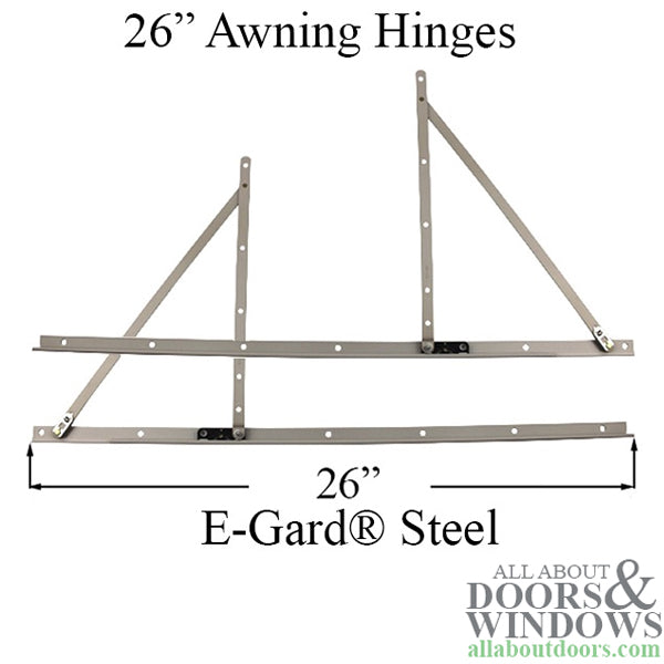 Truth 13.17 Awning Window Hinge & Track Pair, 26" E-Gard® Steel