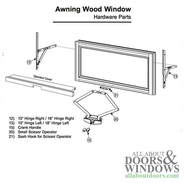 Truth 13.13 Awning Window Hinge & Track Pair, 10" E-Gard Steel
