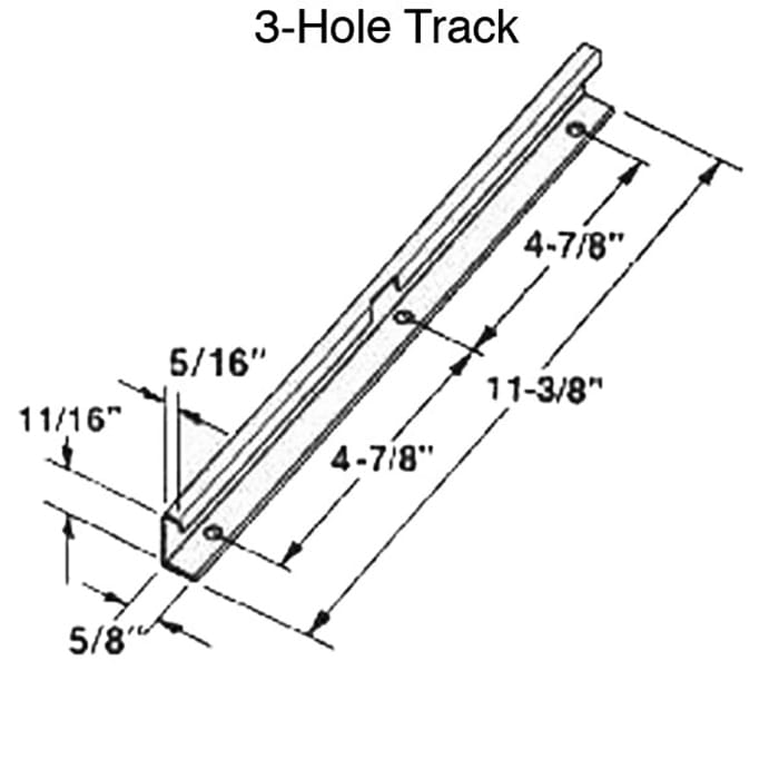 30706 11-3/8" 3-Hole Steel Track for Wood Casement Windows