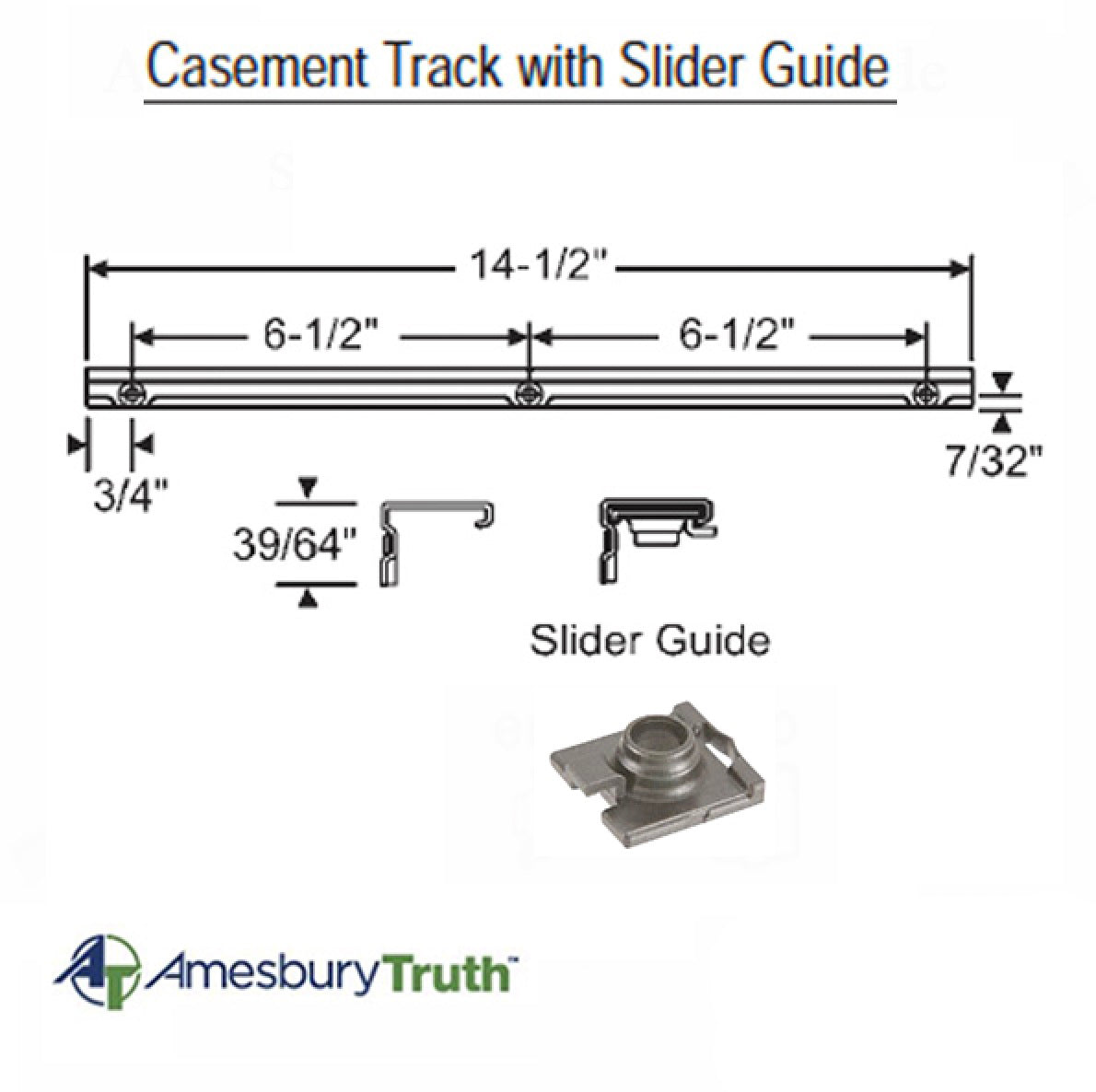 Truth 11576.00.0520 Stainless Steel Maxim Encore Casement Track & Slider Guide