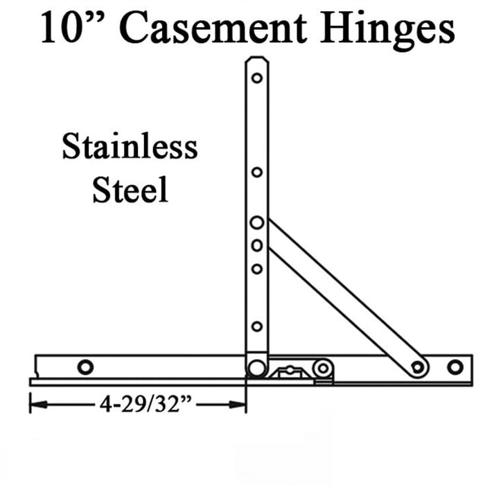 Stainless Steel 10" Casement Window Hinge, Del Mar/Truth 14.75 Replacement