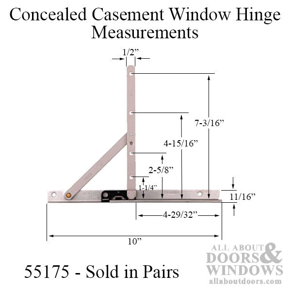 Stainless Steel 10" Casement Window Hinge, Del Mar/Truth 14.75 Replacement